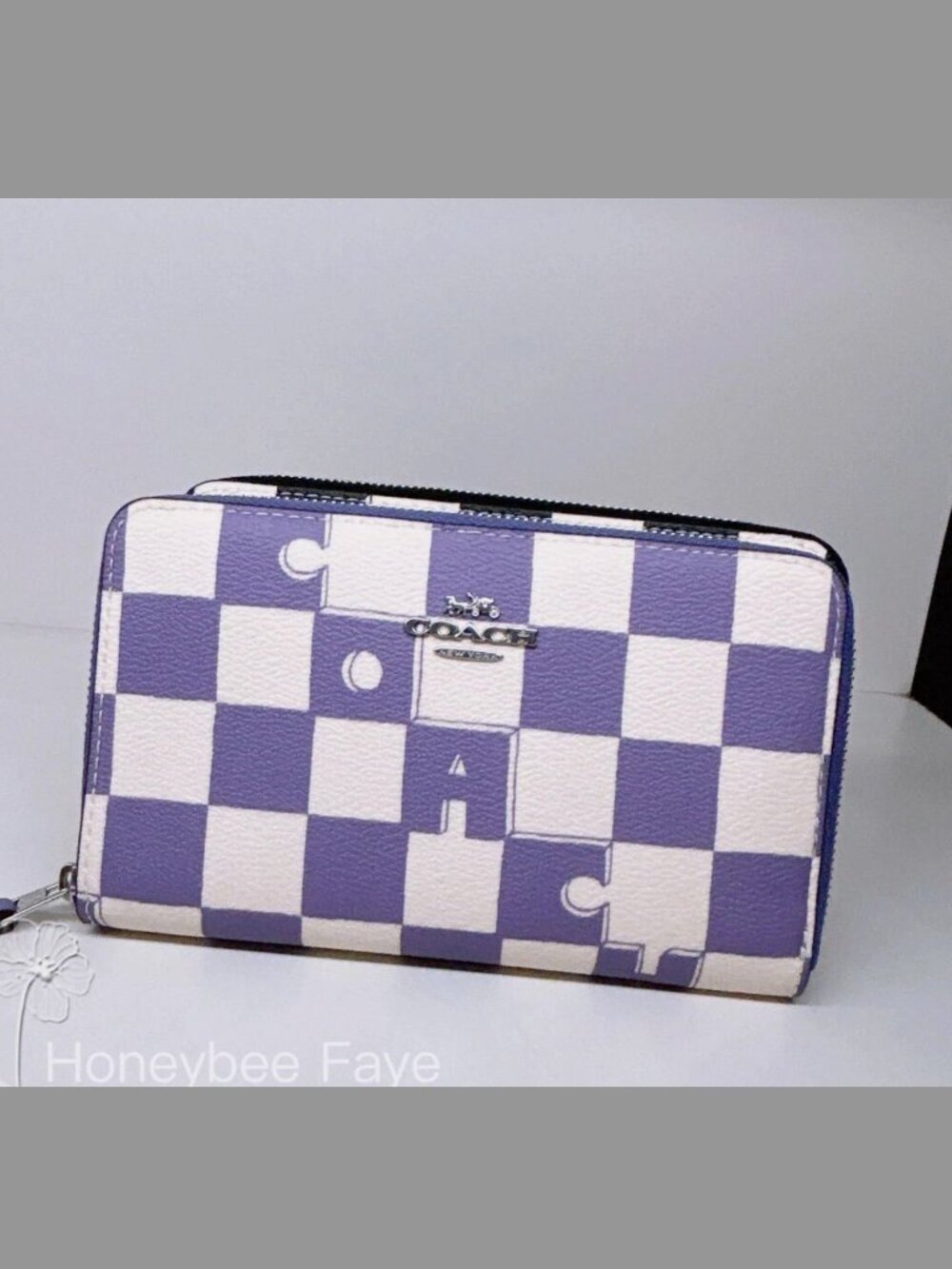 NWT Coach Medium Id Zip Wallet with checkerboard CR789